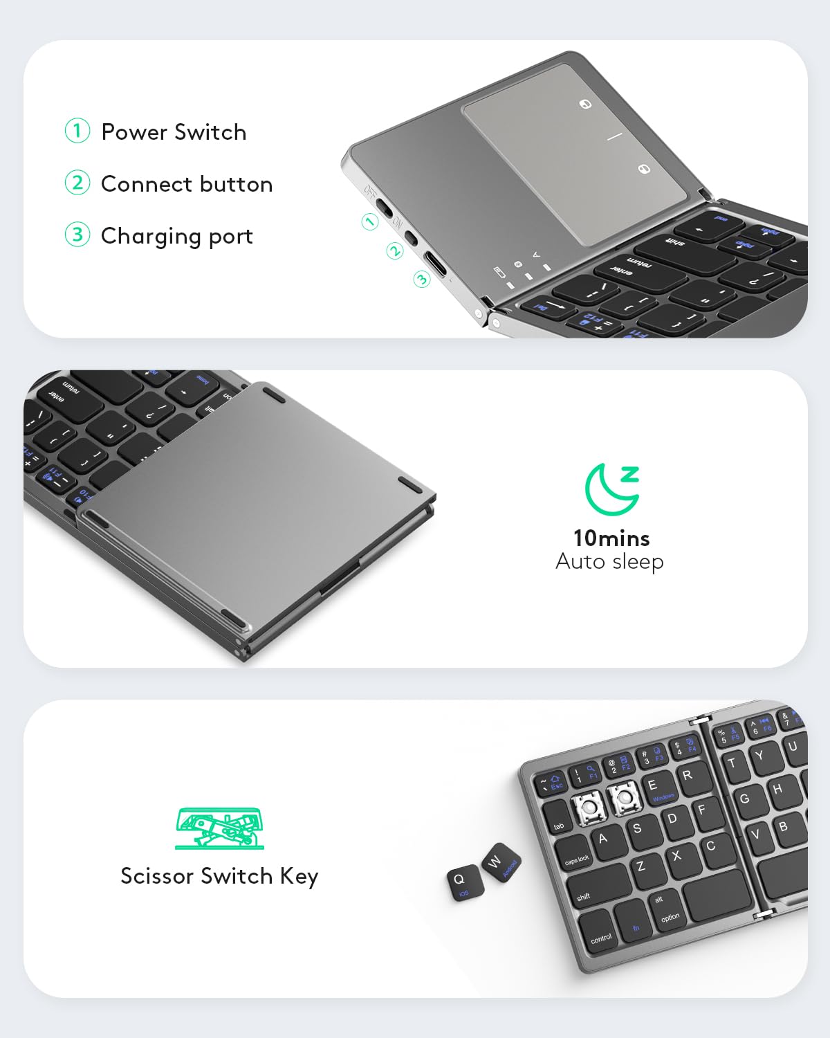 Samsers Foldable Bluetooth Keyboard with Touchpad