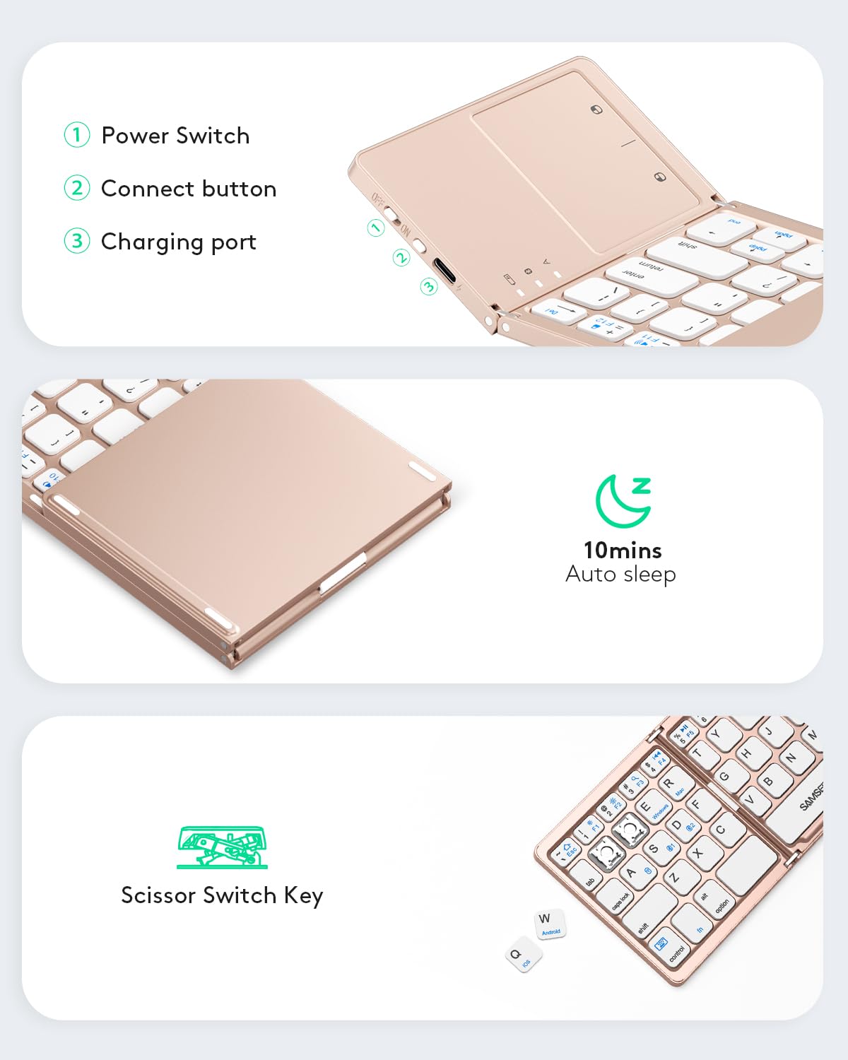 Samsers Foldable Bluetooth Keyboard with Touchpad