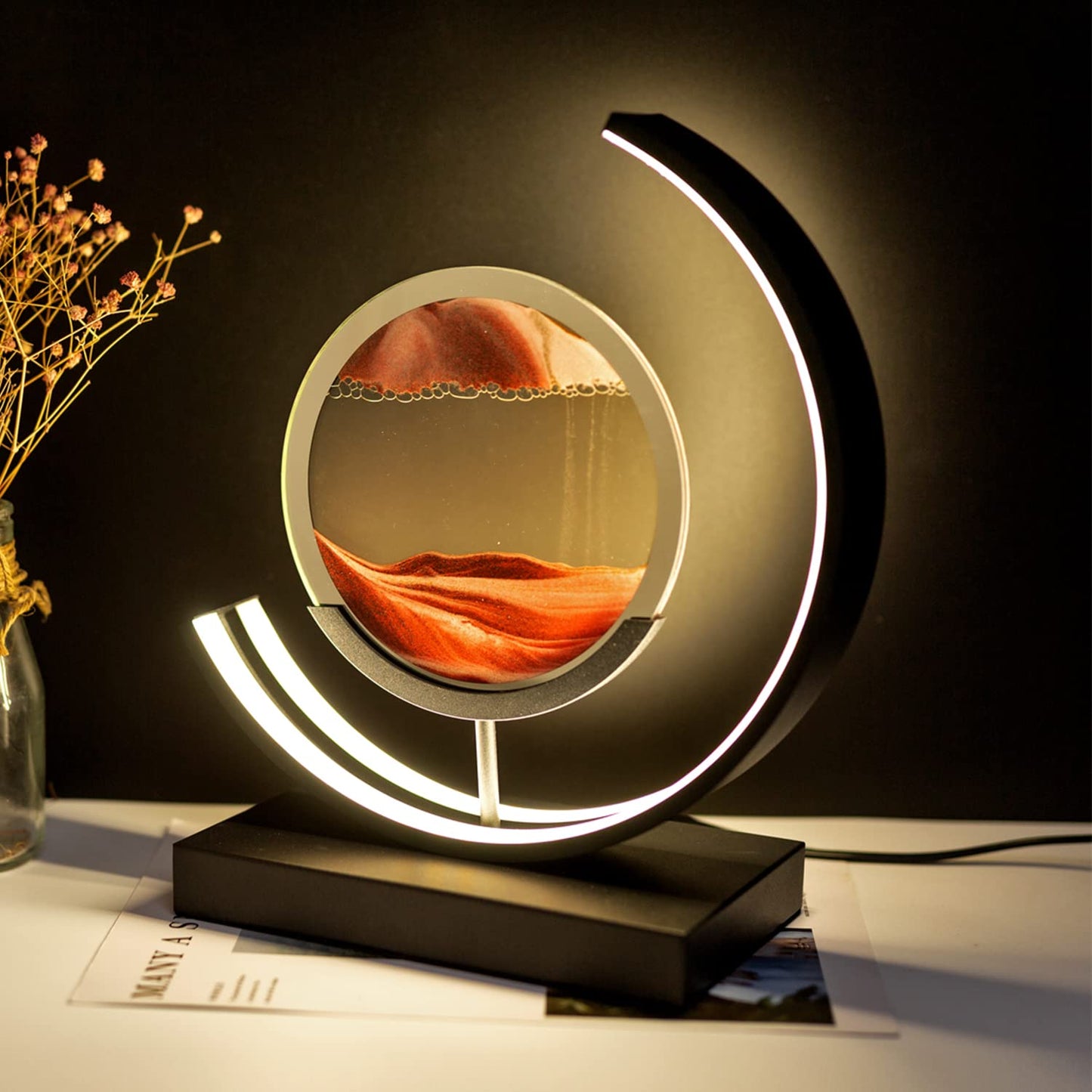 Heuanpte 3D Round Sand Art Light