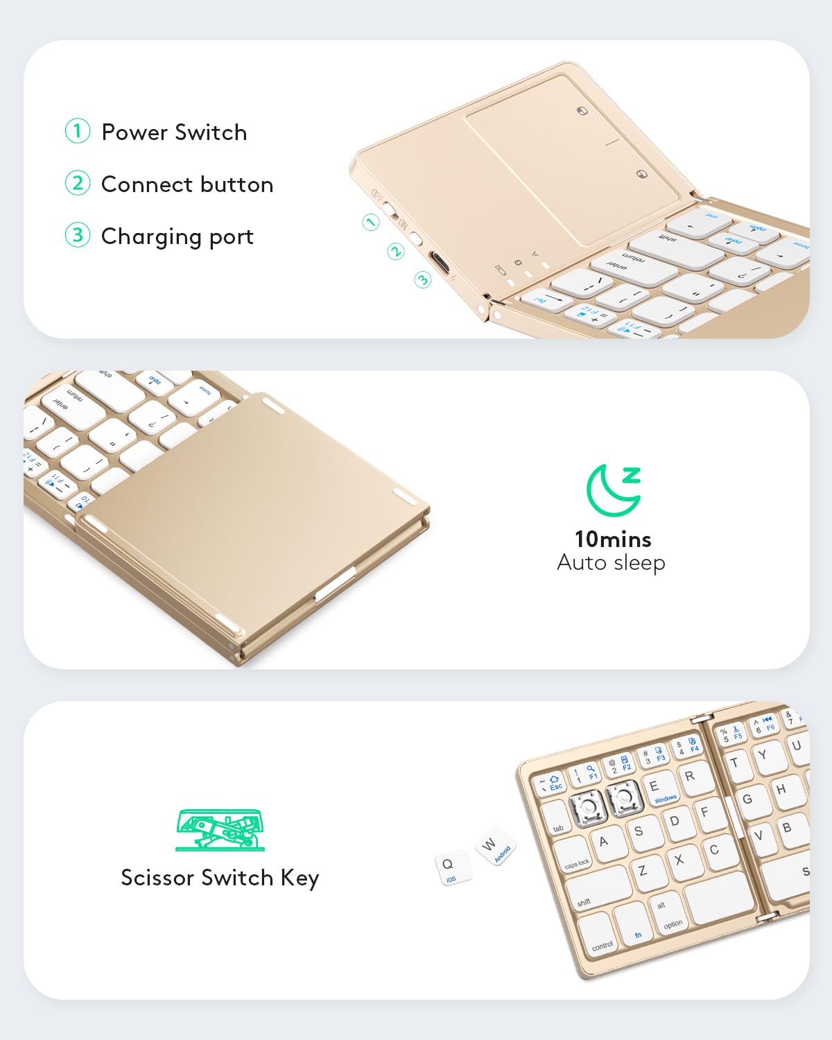 Samsers Foldable Bluetooth Keyboard with Touchpad