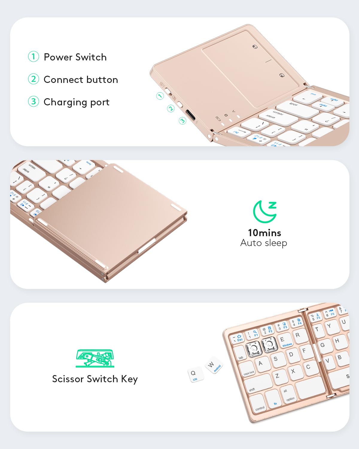 Samsers Foldable Bluetooth Keyboard with Touchpad