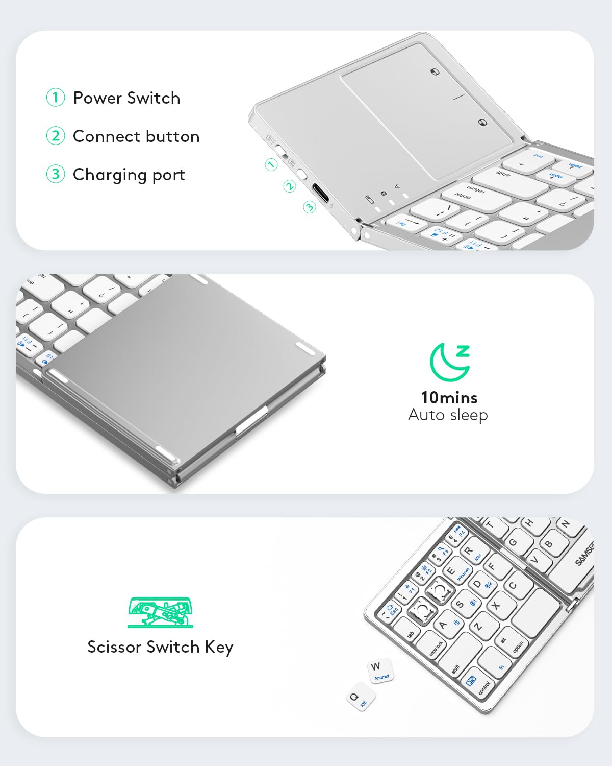 Samsers Foldable Bluetooth Keyboard with Touchpad