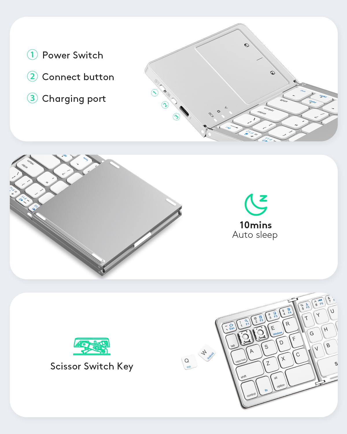 Samsers Foldable Bluetooth Keyboard with Touchpad
