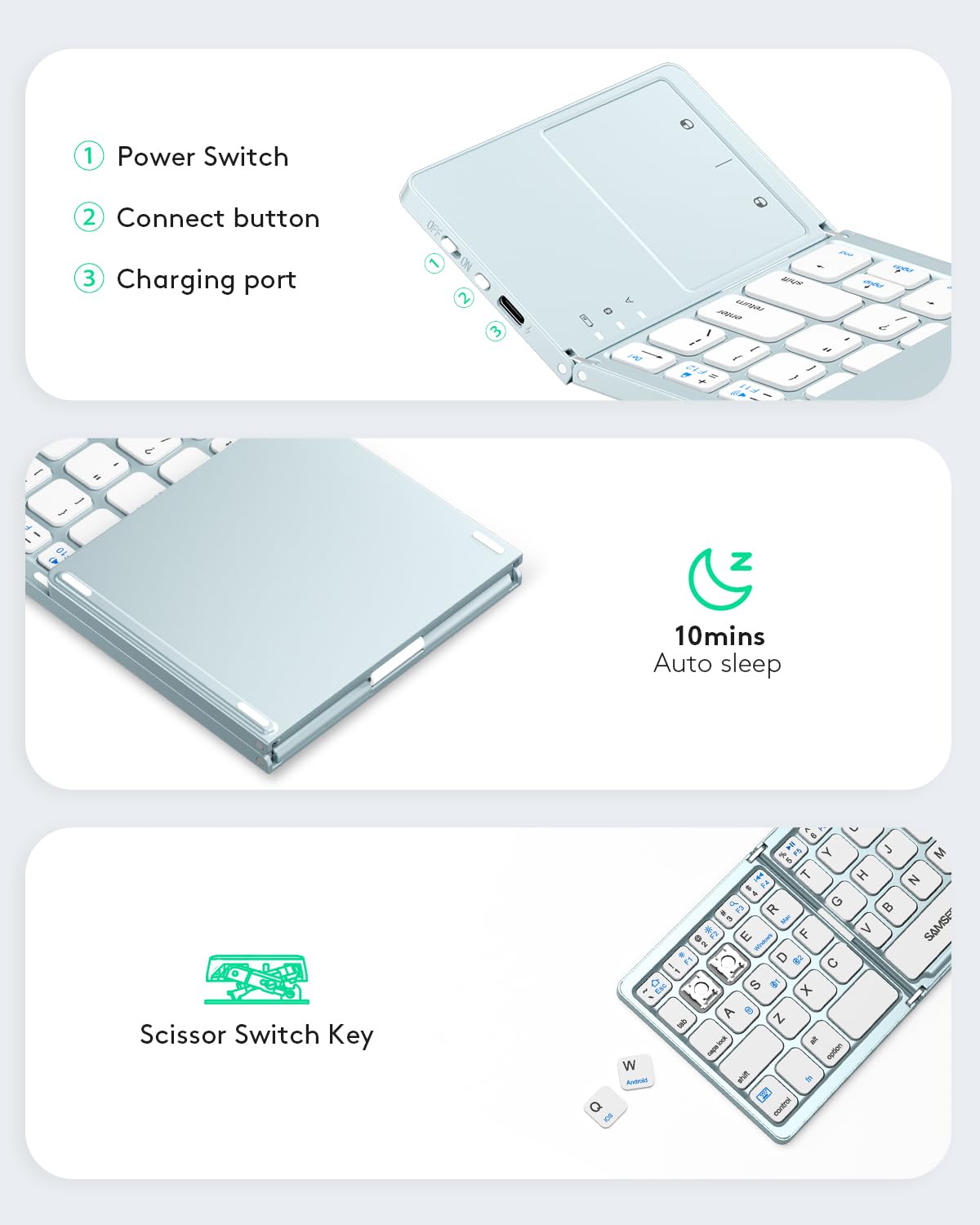 Samsers Foldable Bluetooth Keyboard with Touchpad