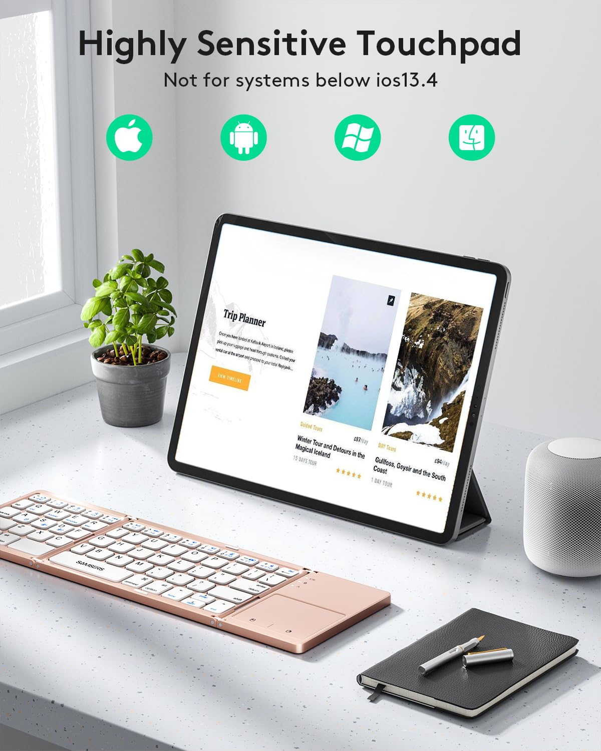 Samsers Foldable Bluetooth Keyboard with Touchpad
