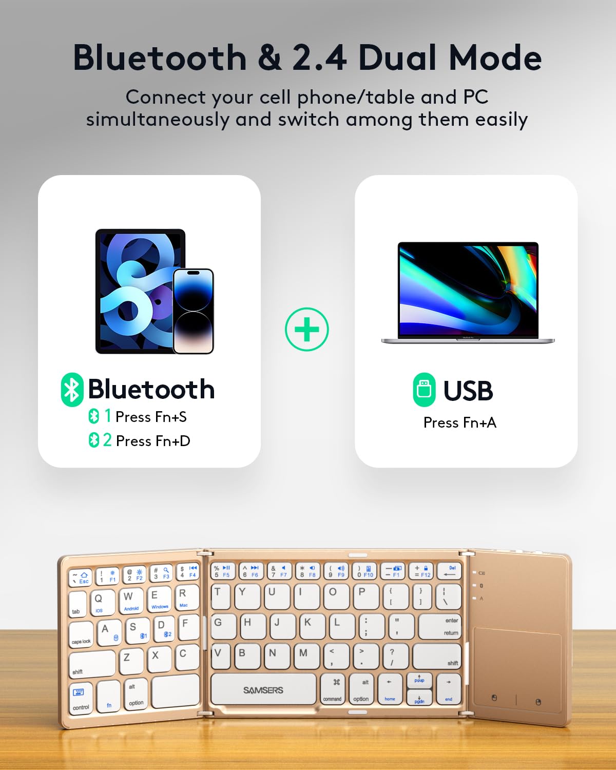 Samsers Foldable Bluetooth Keyboard with Touchpad