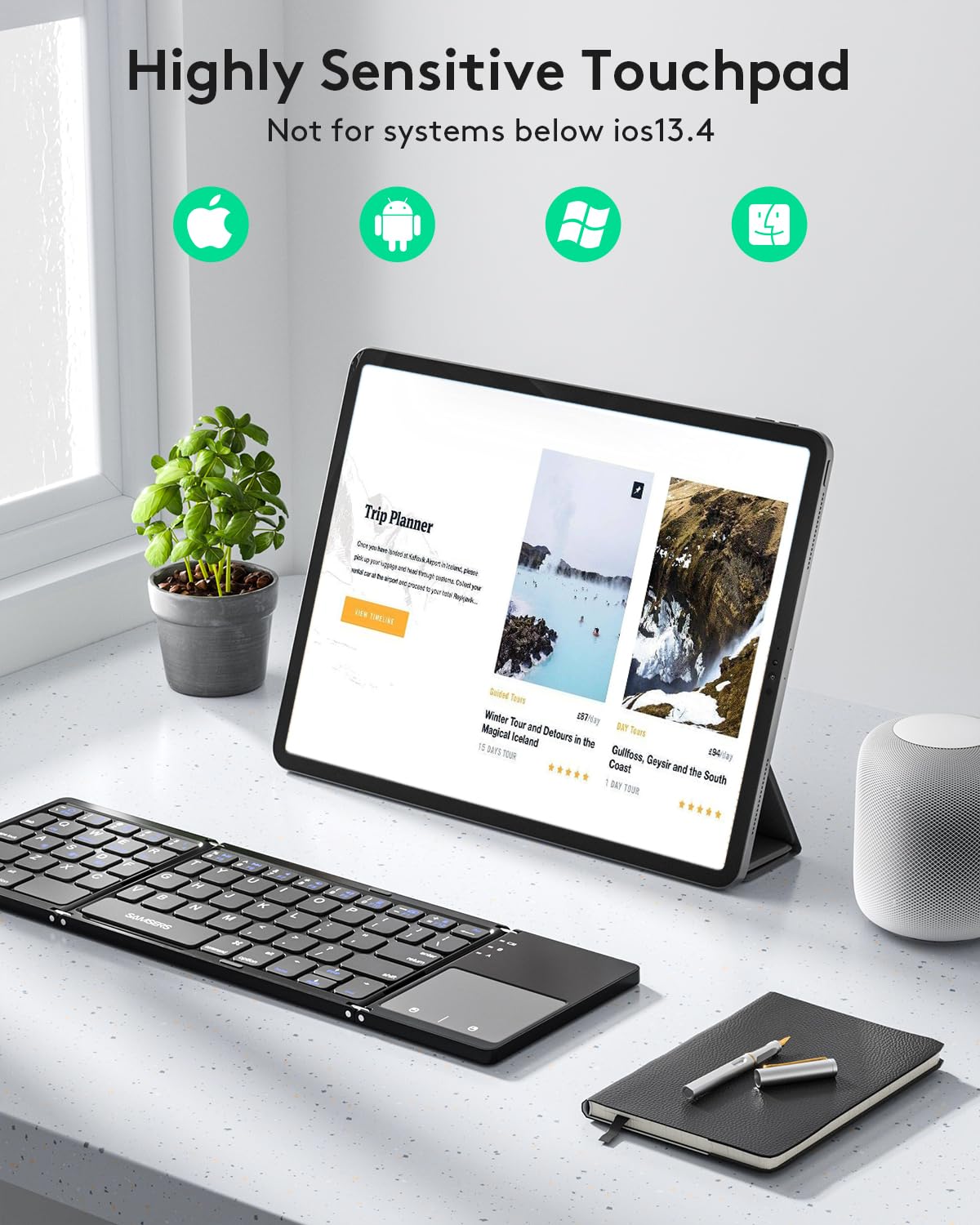 Samsers Foldable Bluetooth Keyboard with Touchpad