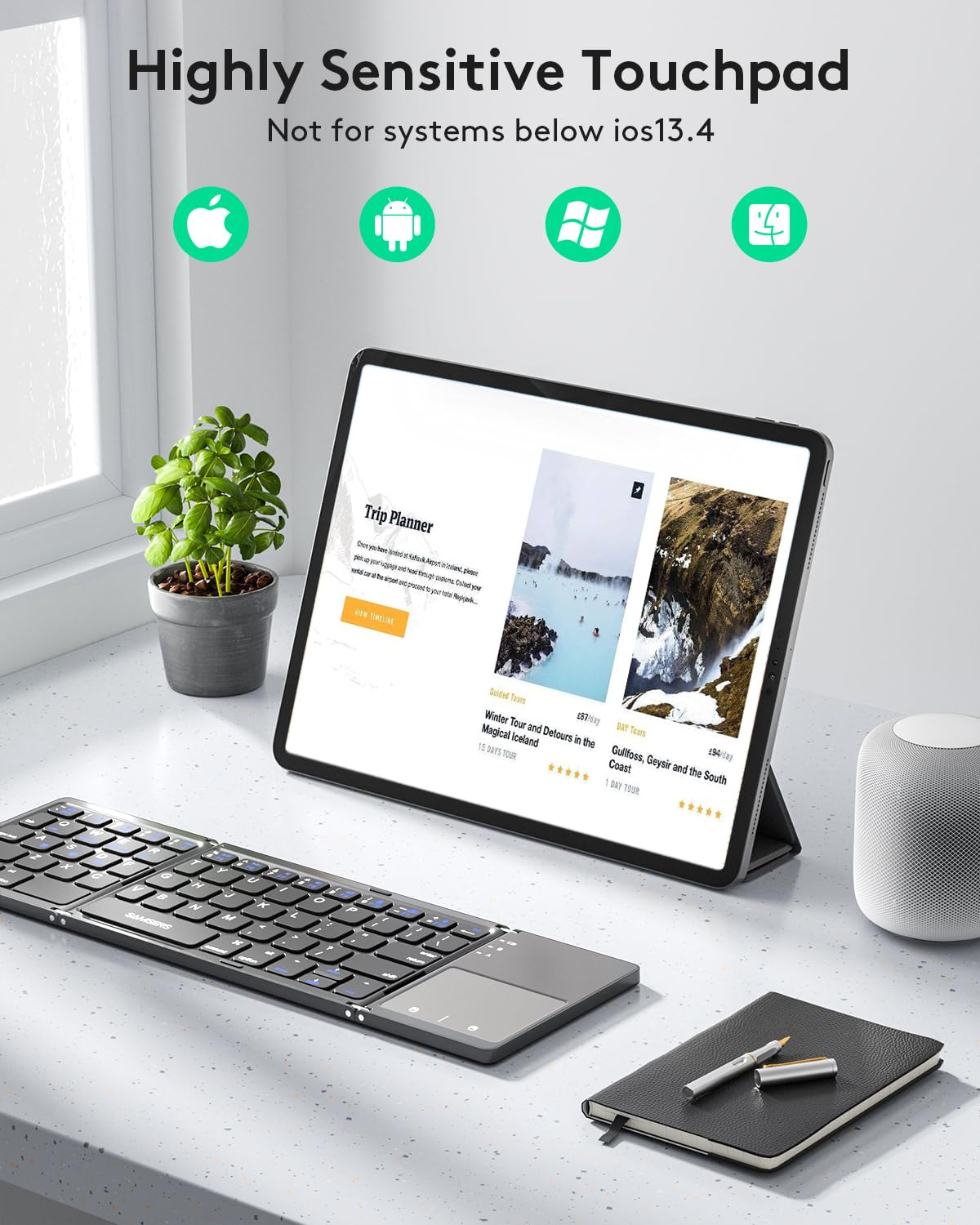 Samsers Foldable Bluetooth Keyboard with Touchpad