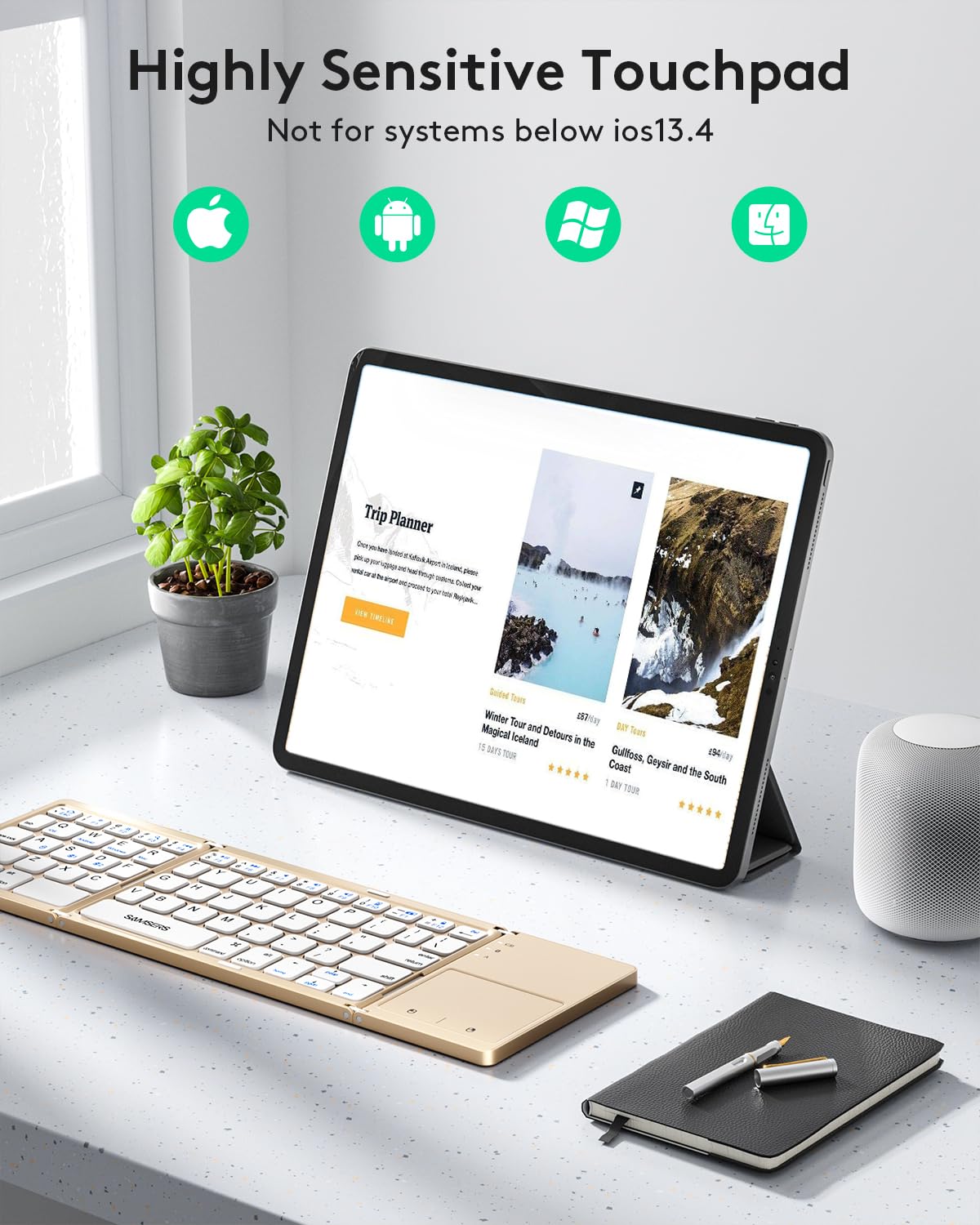 Samsers Foldable Bluetooth Keyboard with Touchpad