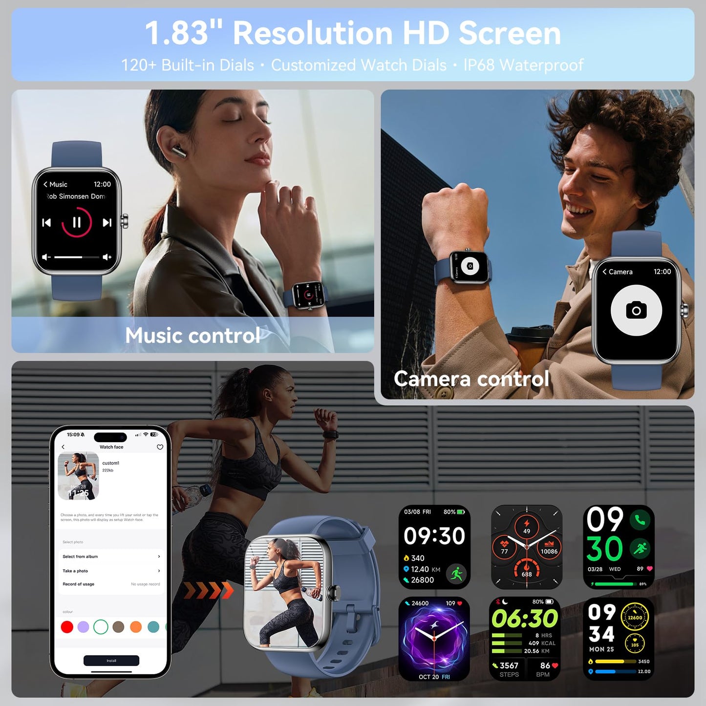 Smart Watch with Alexa Built-in, 1.83" HD Touchscreen