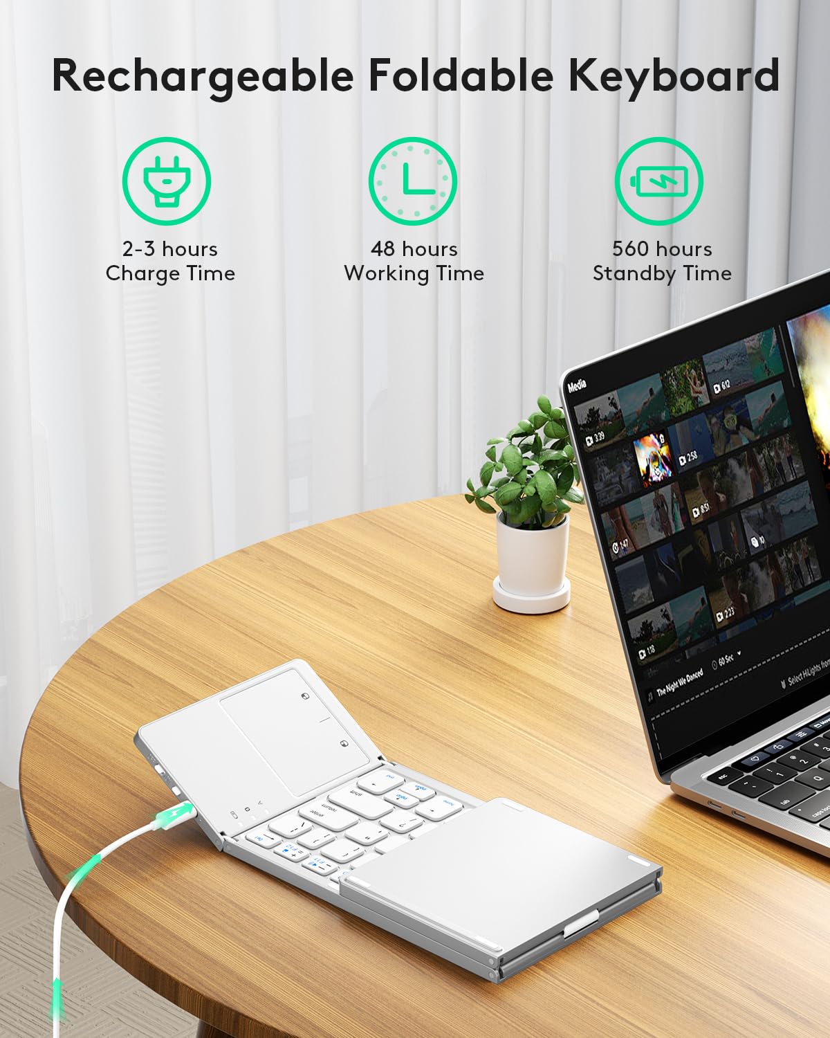 Samsers Foldable Bluetooth Keyboard with Touchpad