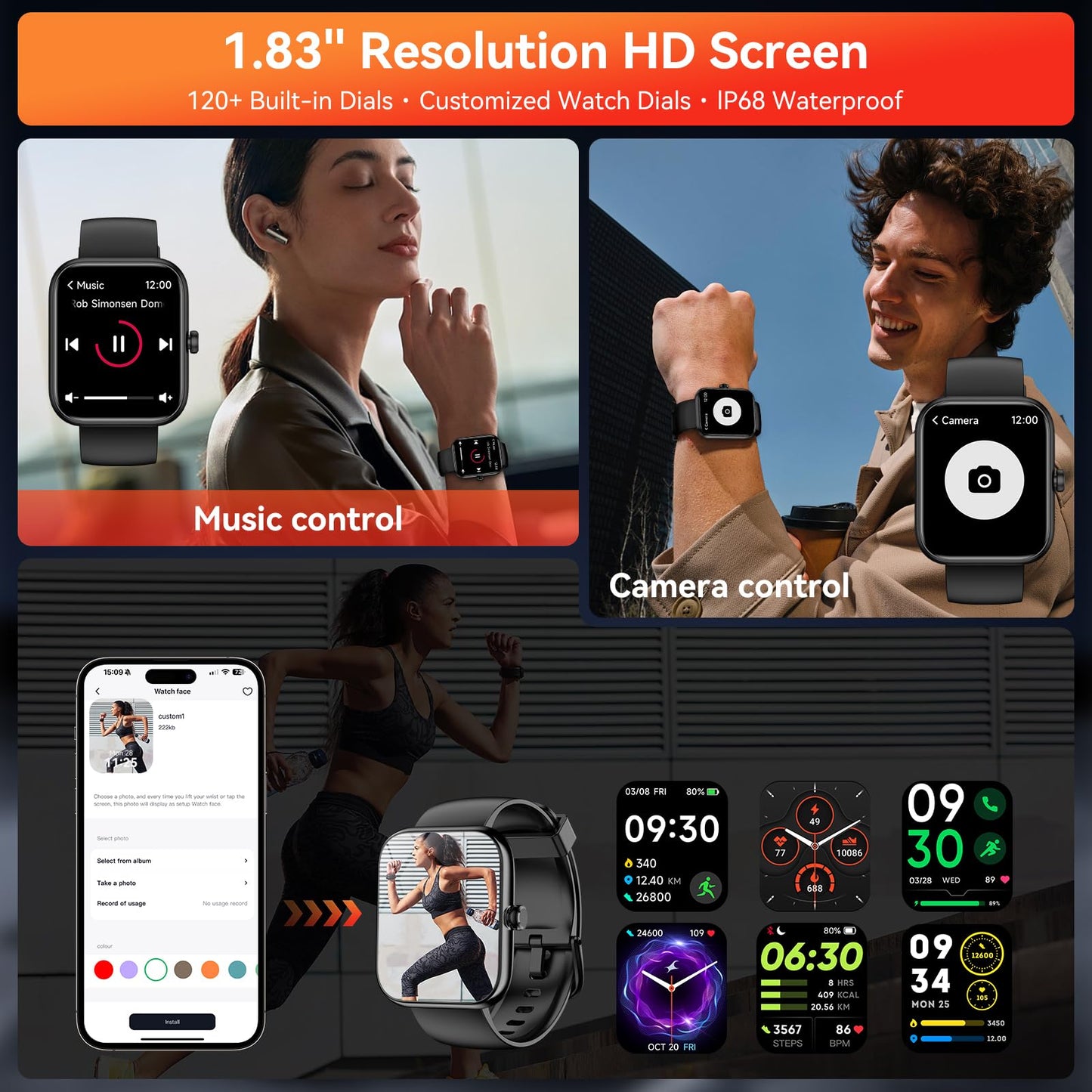 Smart Watch with Alexa Built-in, 1.83" HD Touchscreen