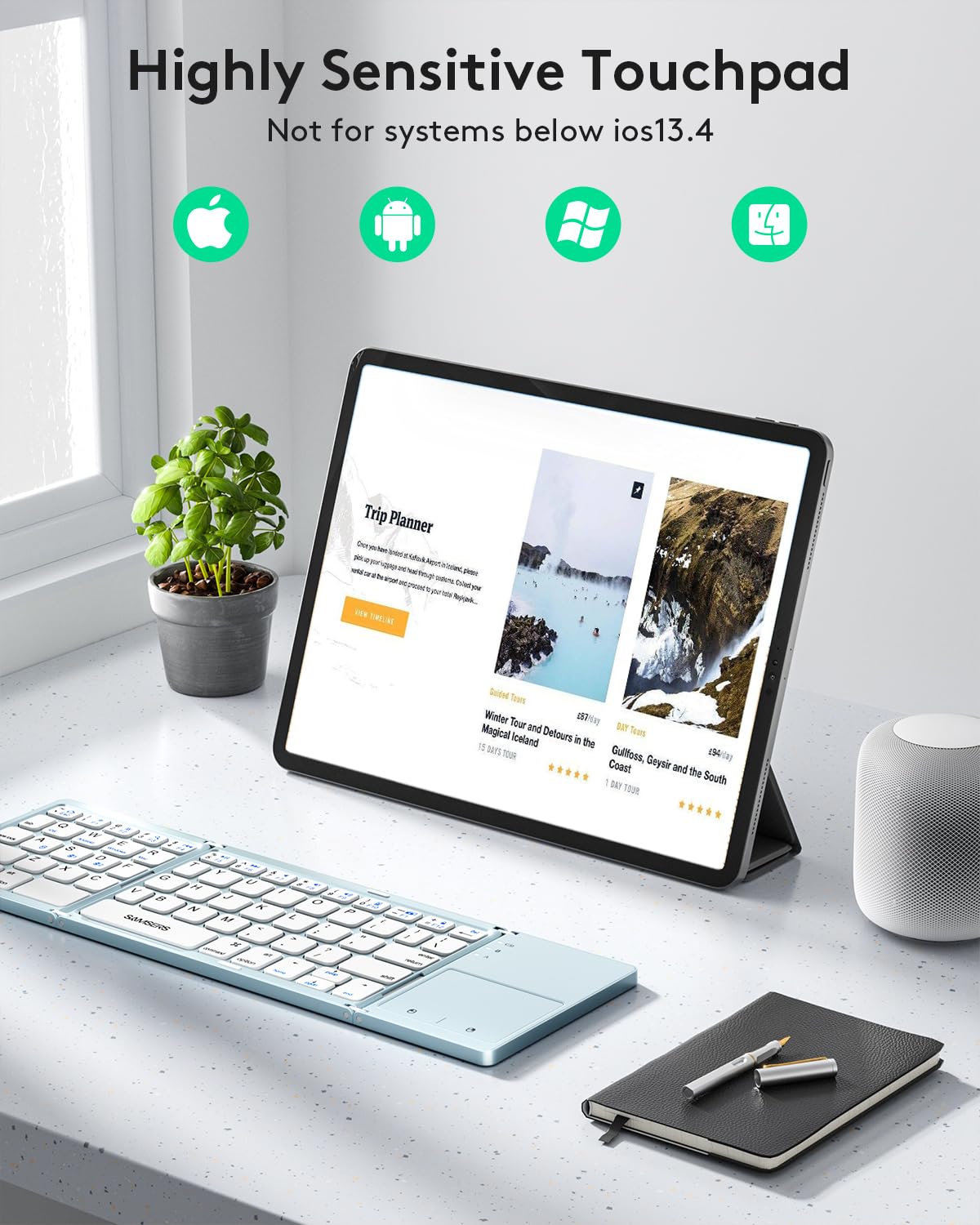 Samsers Foldable Bluetooth Keyboard with Touchpad