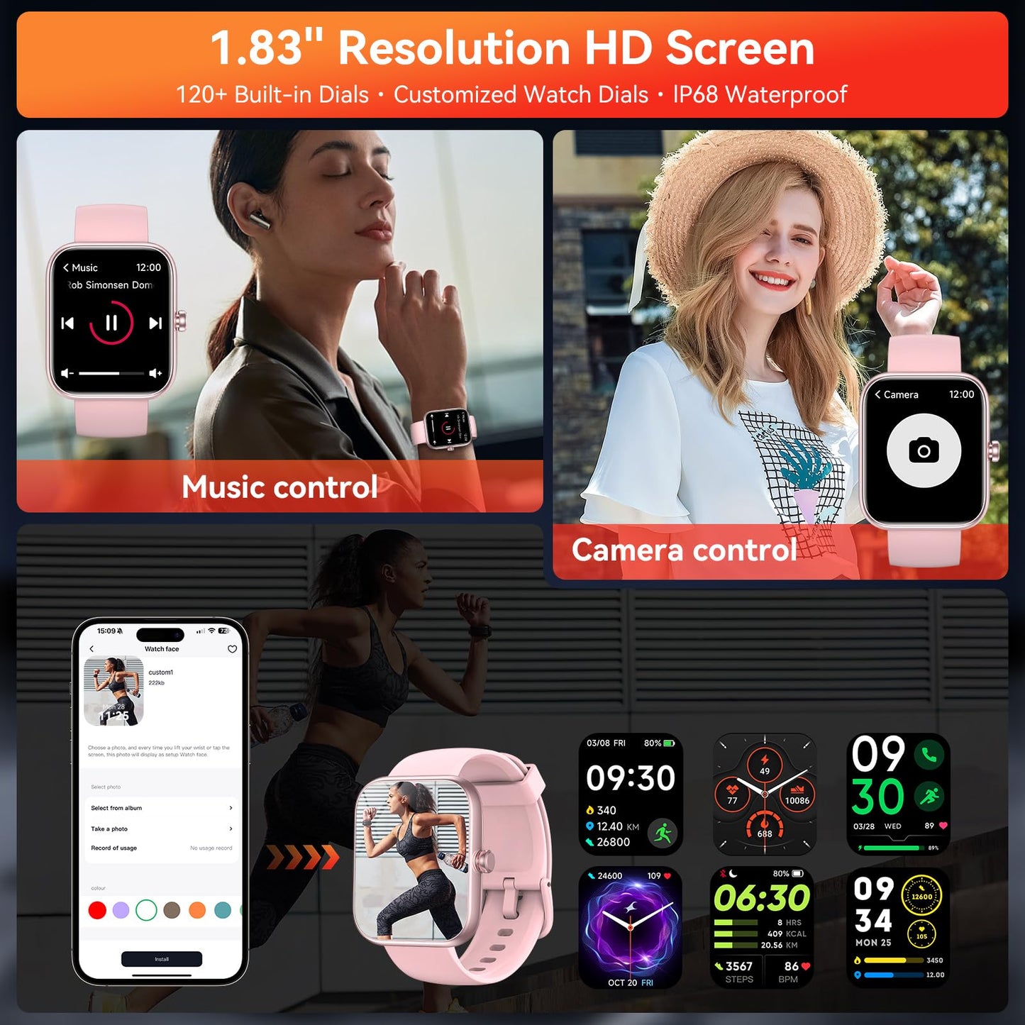 Smart Watch with Alexa Built-in, 1.83" HD Touchscreen