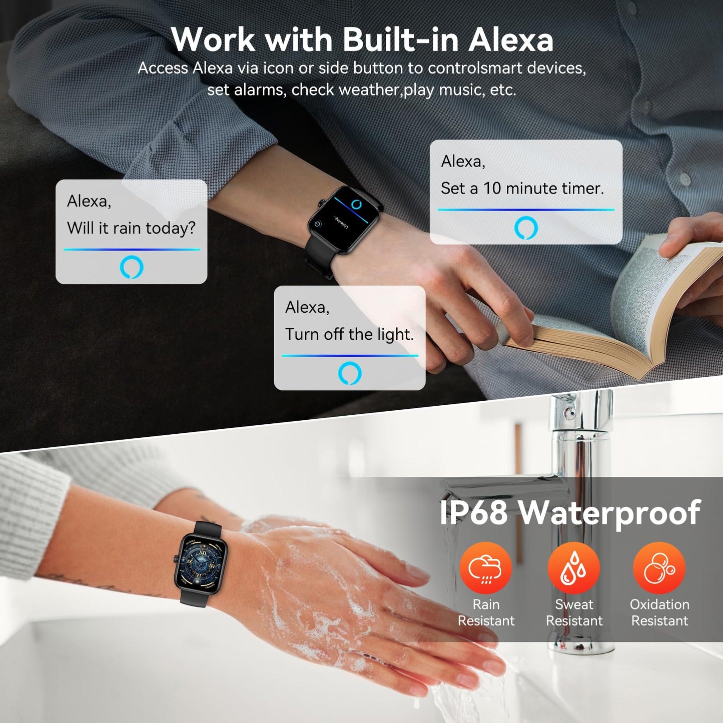 Smart Watch with Alexa Built-in, 1.83" HD Touchscreen