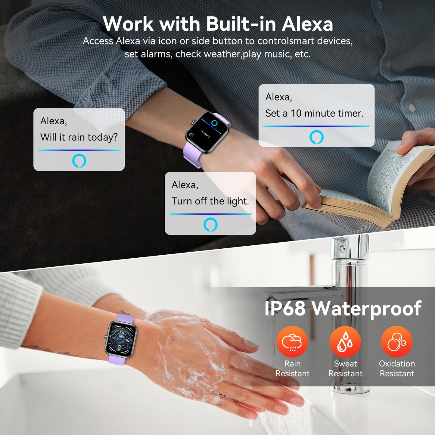 Smart Watch with Alexa Built-in, 1.83" HD Touchscreen