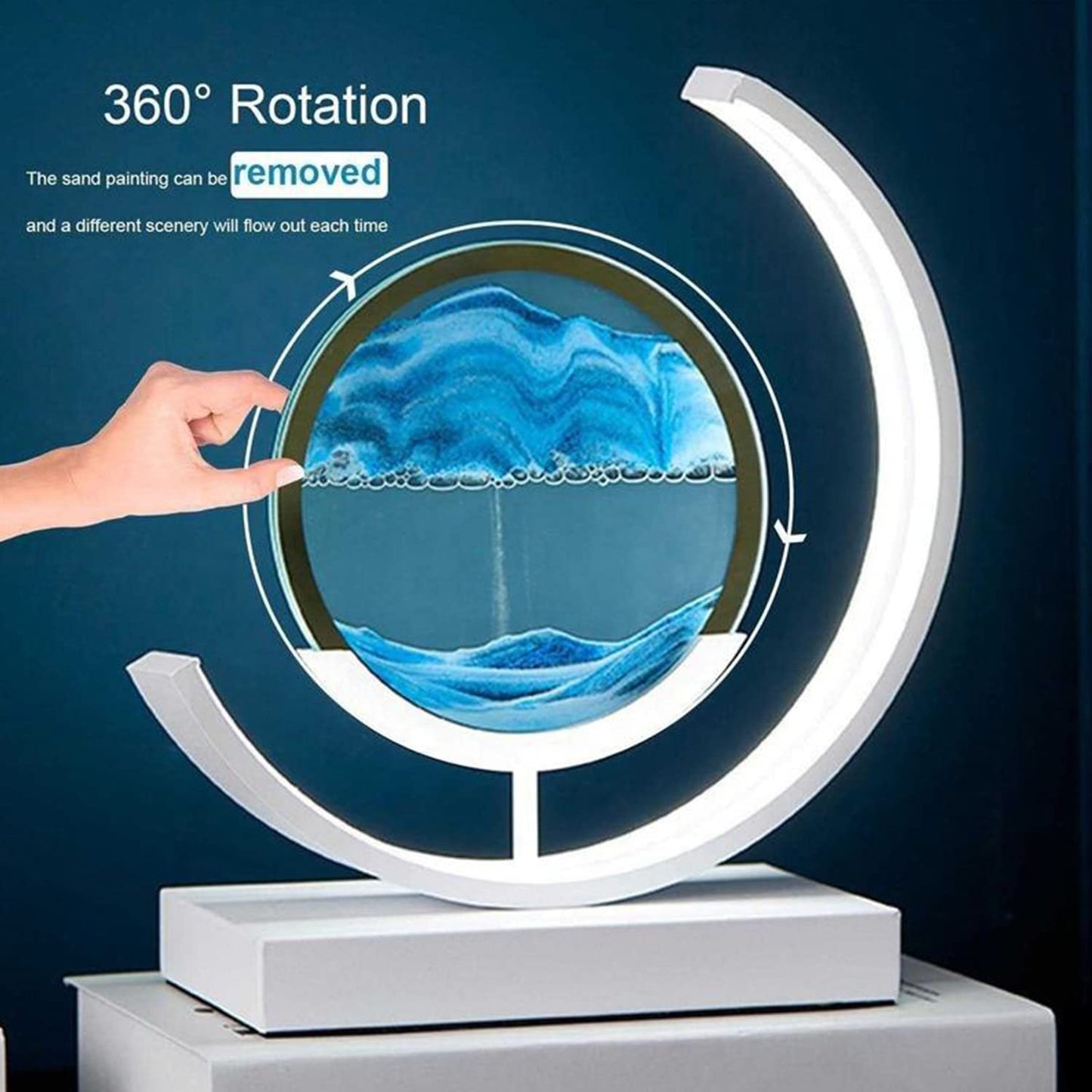 Heuanpte 3D Round Sand Art Light
