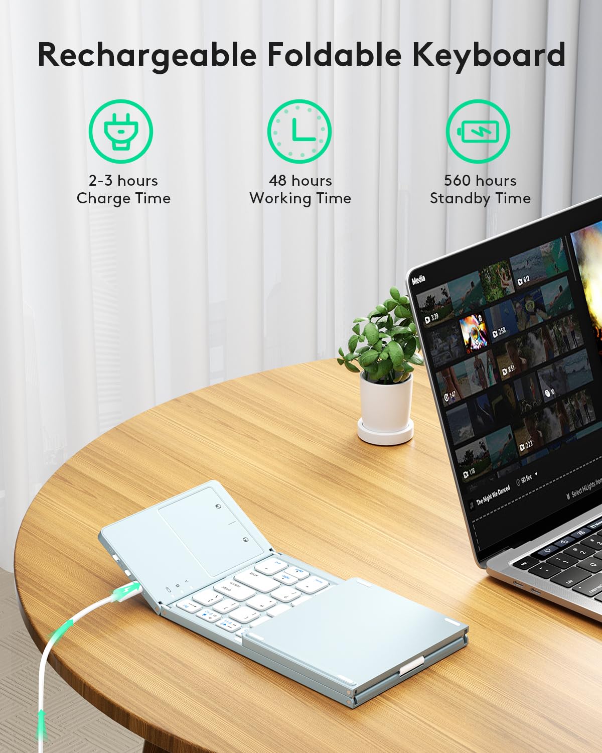 Samsers Foldable Bluetooth Keyboard with Touchpad