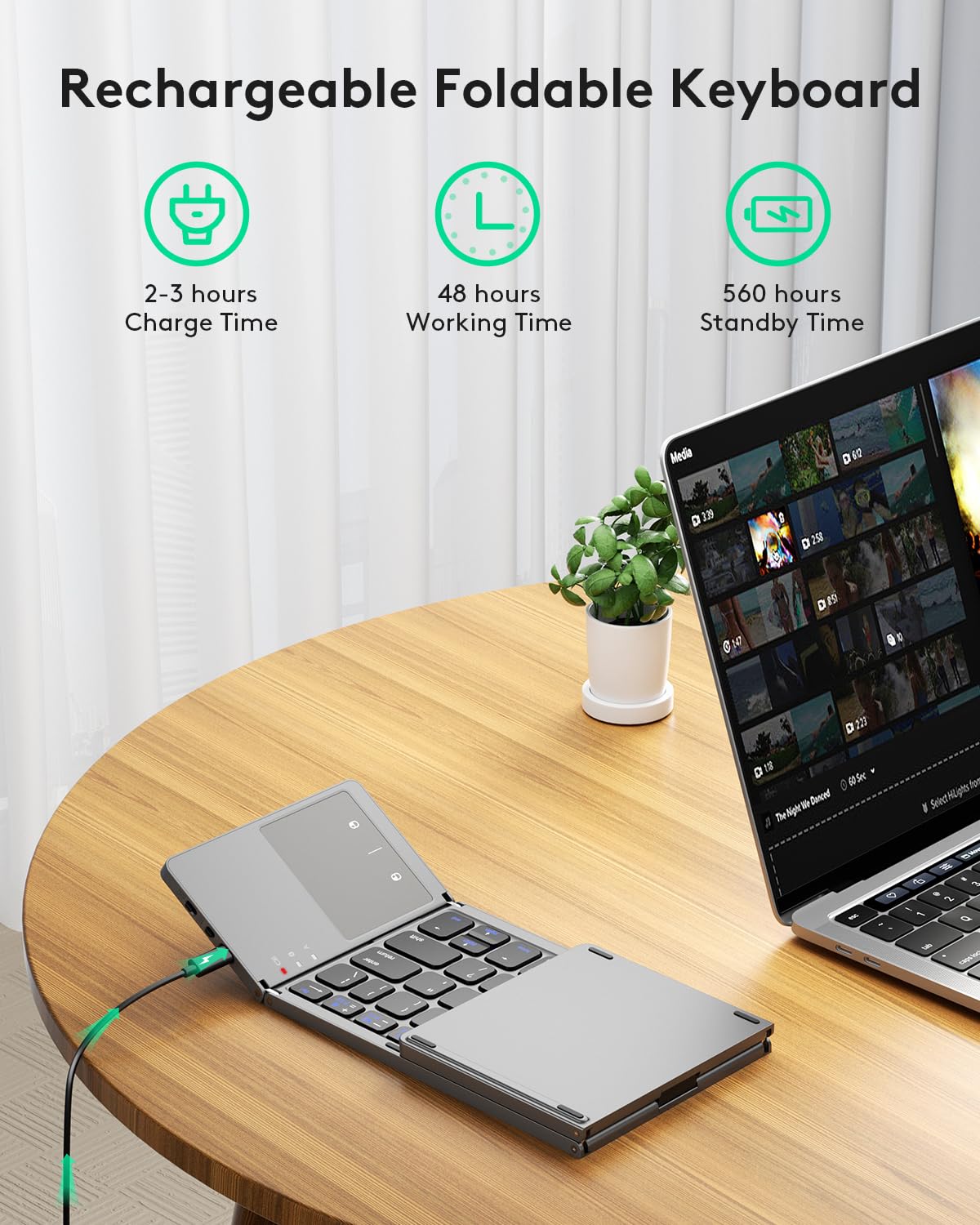 Samsers Foldable Bluetooth Keyboard with Touchpad