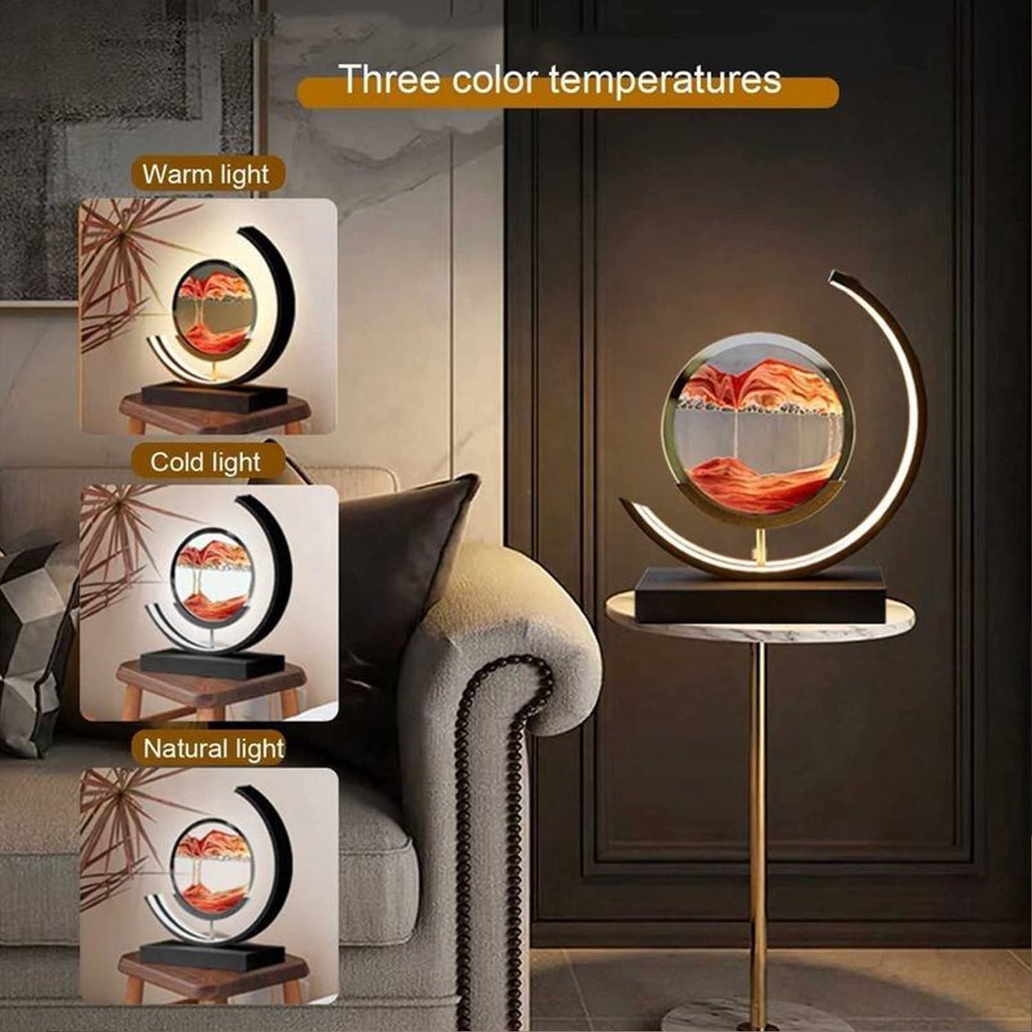 Heuanpte 3D Round Sand Art Light