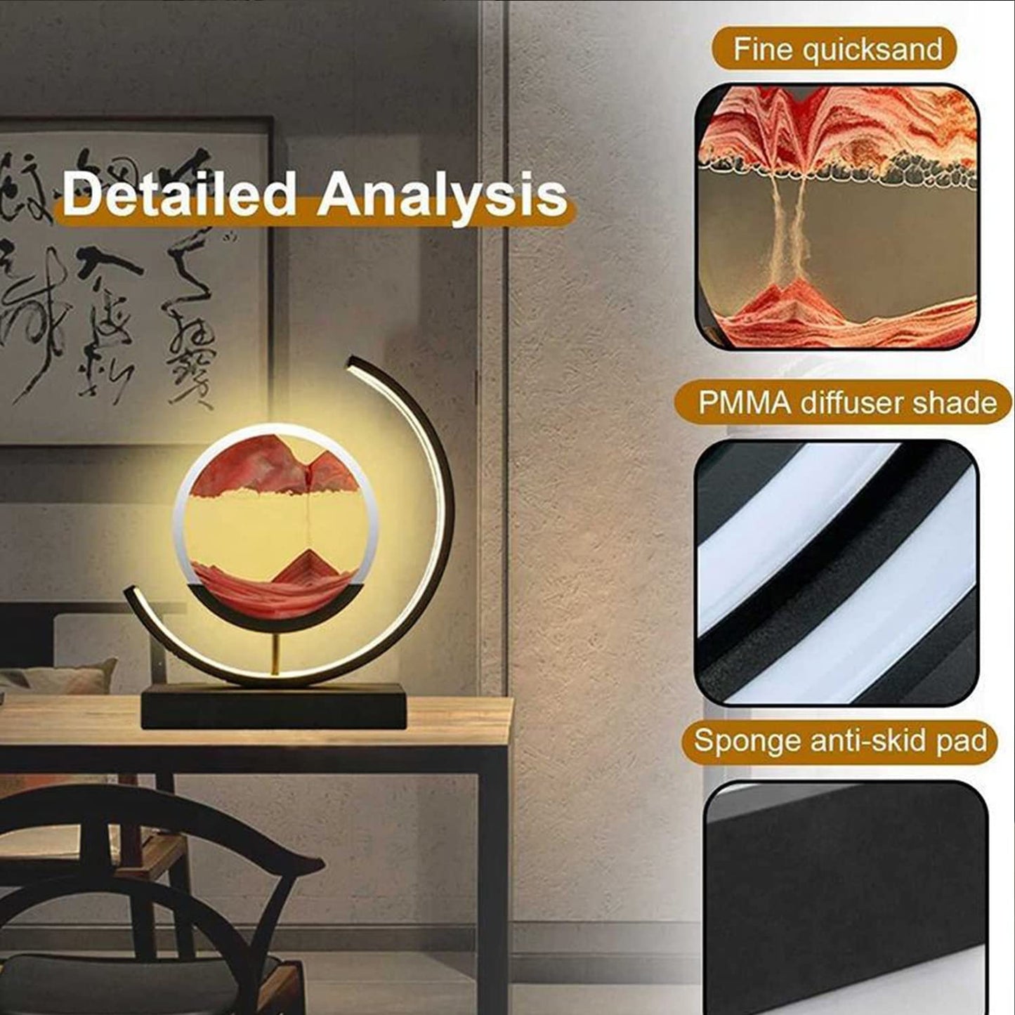 Heuanpte 3D Round Sand Art Light