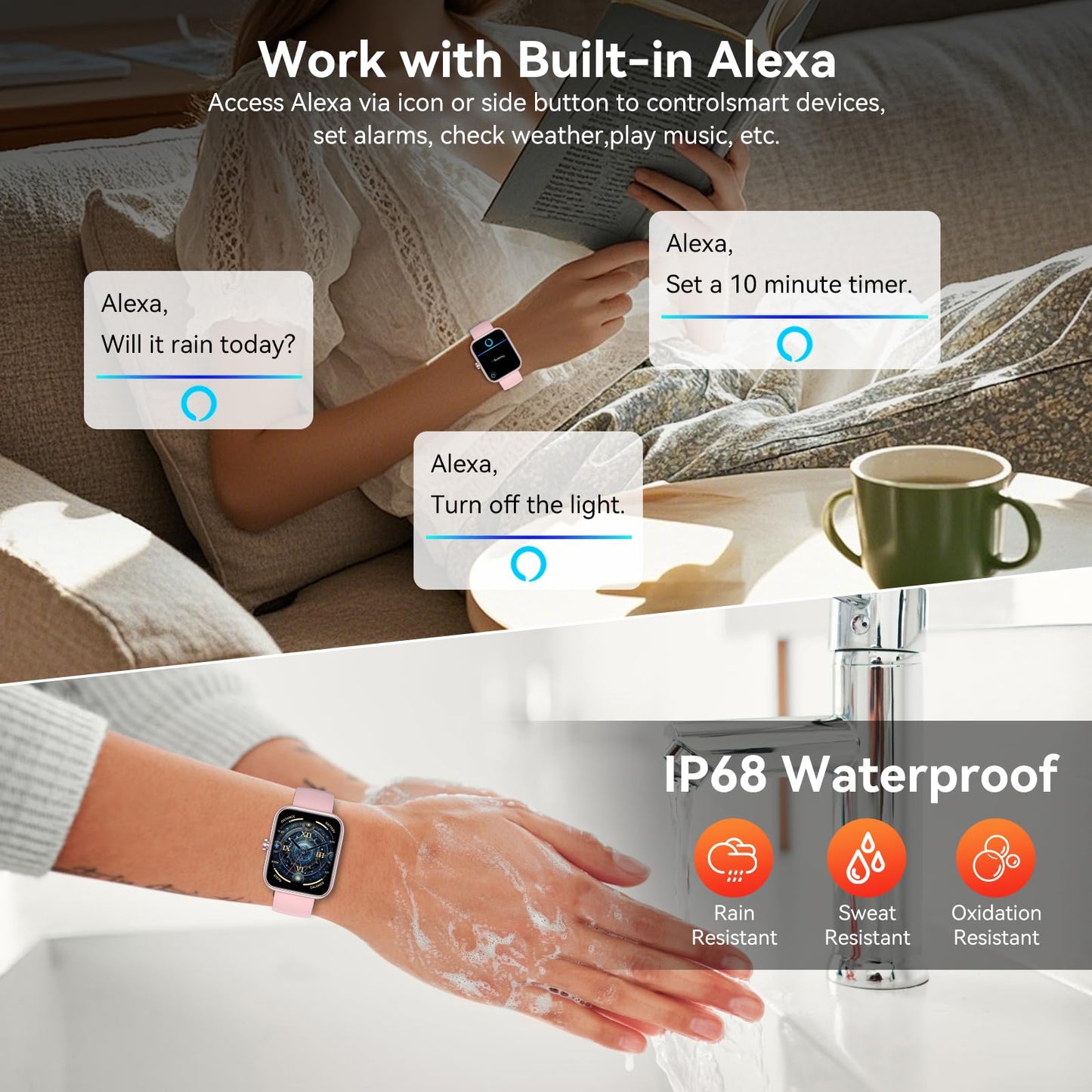 Smart Watch with Alexa Built-in, 1.83" HD Touchscreen