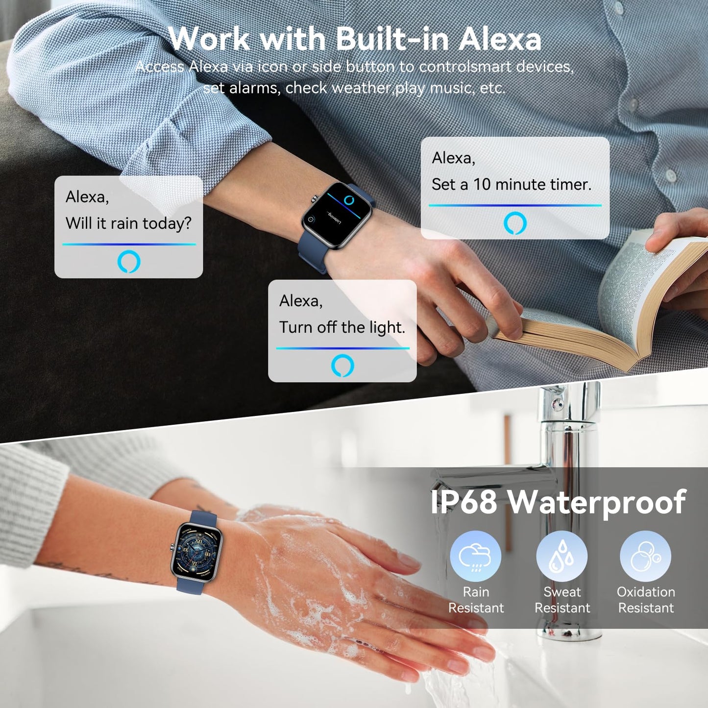 Smart Watch with Alexa Built-in, 1.83" HD Touchscreen